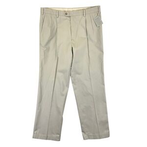 Enro Men's 40x32 Platinum Non-Iron Pleated Khaki Dress Pants Beige Cotton NWT